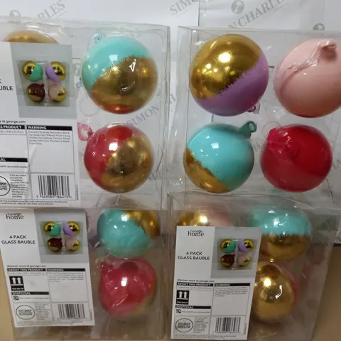 LOT OF 10 GLASS BAUBLE 4-PACKS