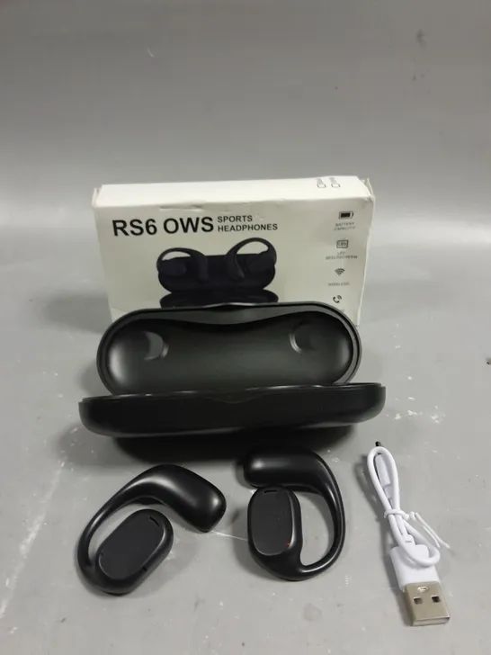 BOXED RS6 OWS WIRELESS SPORTS EARPHONES IN BLACK	