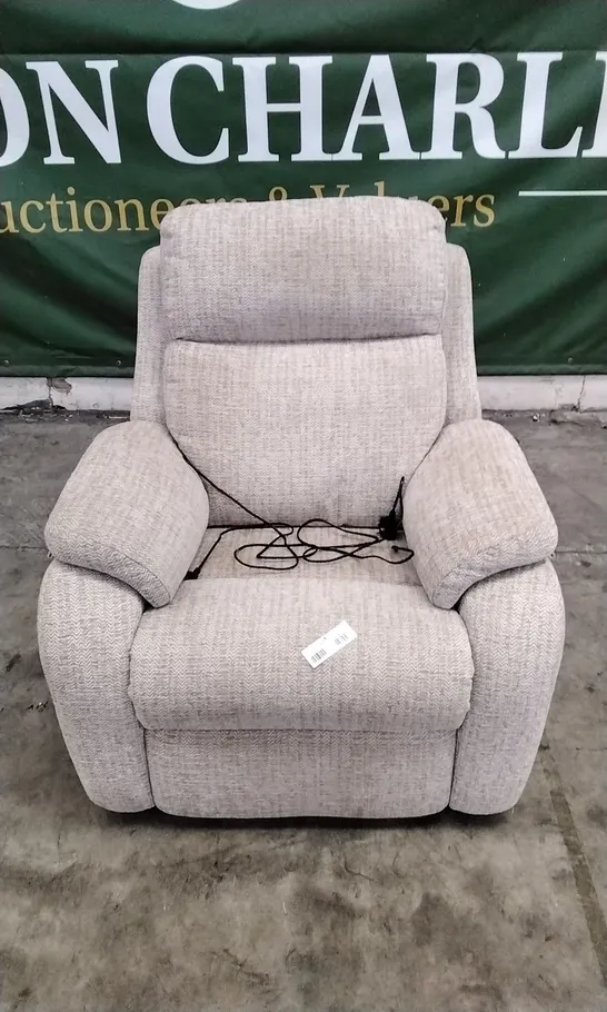 QUALITY BRITISH DESIGNED & MANUFACTURED G PLAN KINGSBURY POWER RECLINER ARMCHAIR ALFORD SAND FABRIC