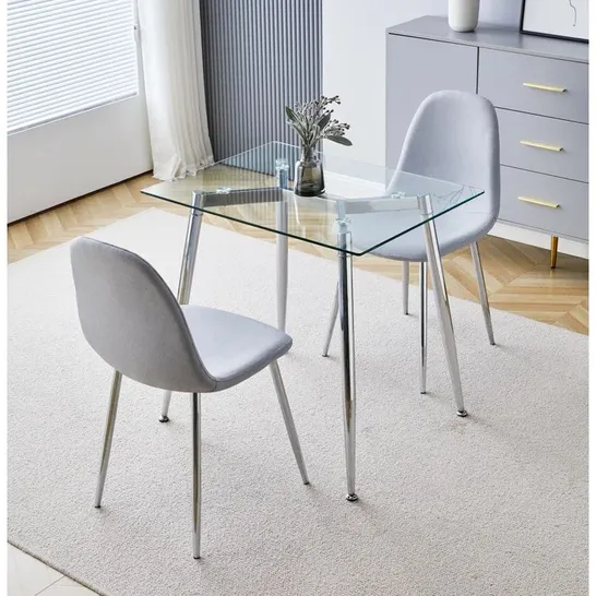 BOXED CULLOMPTON SMALL RECTANGULAR DINING TABLE GLASS TOP WITH CHROME LEGS