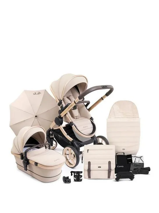 BOXED iCANDY PEACH 7 BISCOTTI ON BLONDE COMBI PUSHCHAIR SET WITH ACCESSORIES SET RRP £1190