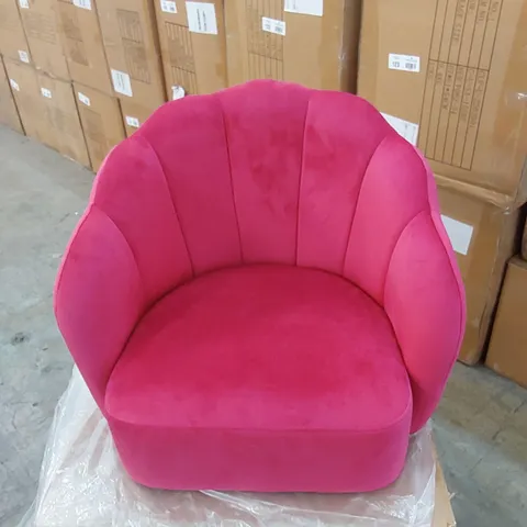 BOXED VELVET ARMCHAIR CHAIR - RED 