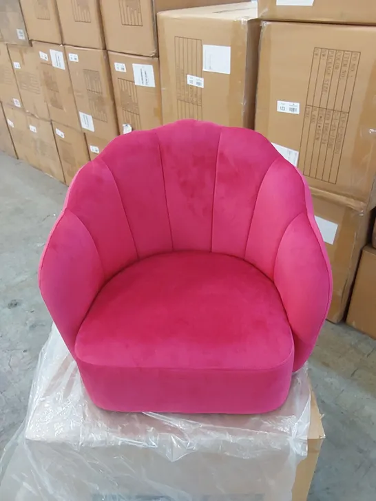 BOXED VELVET ARMCHAIR CHAIR - RED 