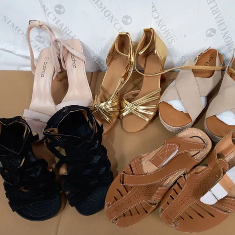 LOT OF 5 PAIRS OF SHOES INCLUDING HIGH HEELS, SANDALS (SIZES 40 EU)