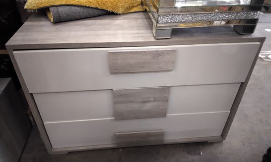 DESIGNER 3 GREY GLOSS DRAWER SIDE UNIT GREY WOOD 