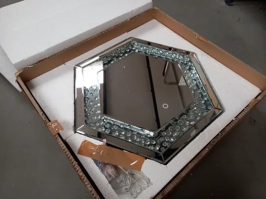 BOXED HEXAGON SHAPED MIRROR WITH LIGHTS