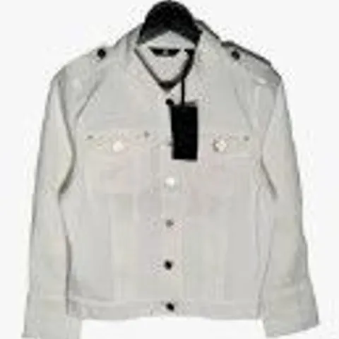 JM FASHION BY JULIEN MACDONALD MILITARY STYLE TWILL JACKET WHITE SIZE 18