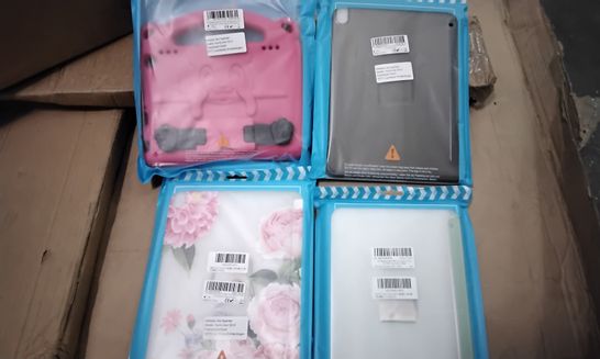 PALLET OF APPROXIMATELY 17 BOXES OF PHONE CASES INCLUDING COLORFUL FLOWERS IPAD CASE, GREEN FIRE HD CASE, BLACK IPAD CASE, FIRE HD MAGENTA CASE