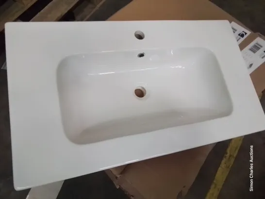 BOXED CALYPSO CERAMIC SINGLE TAP VANITY BASIN WHITE 810 × 465mm