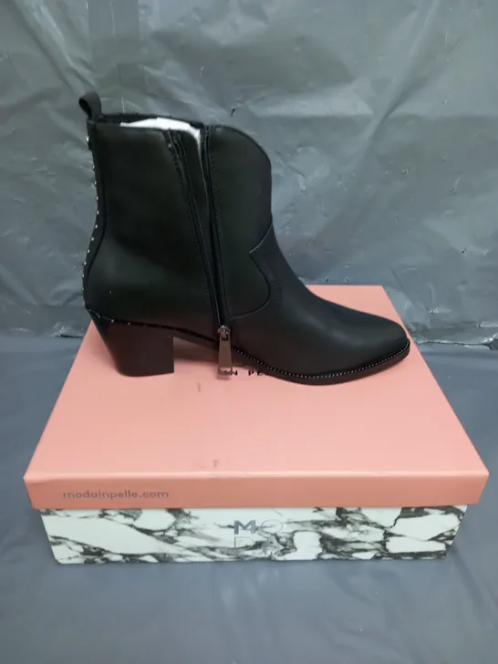 MODA IN PELLE LEATHER ANKLE BOOTS BLACK SIZE 6