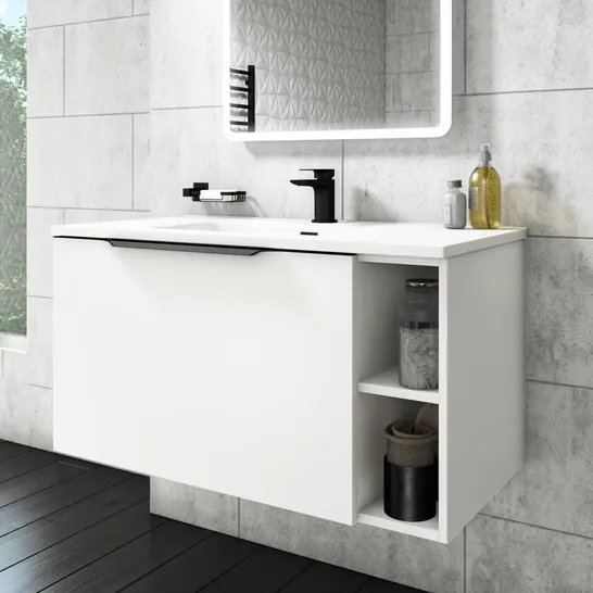 BOXED SION MATT WHITE 900MM VANITY UNJT