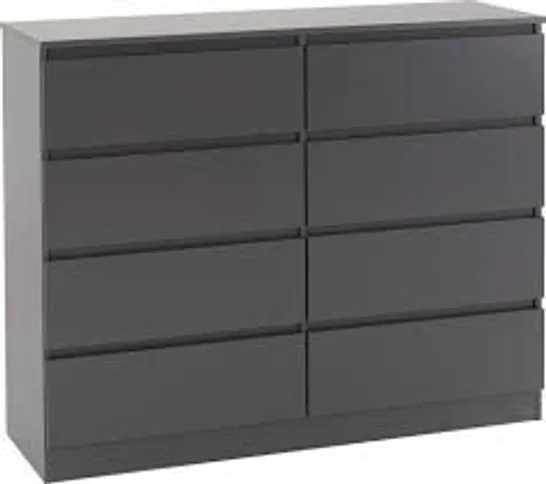 BOXED MALVERN 8 DRAWER CHEST - GREY