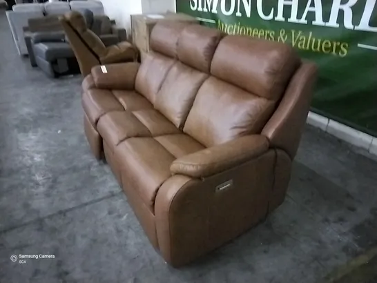 QUALITY BRITISH DESIGNER G PLAN KINGSBURY 3 SEATER ELECTRIC RECLINER DALLAS TAN LEATHER