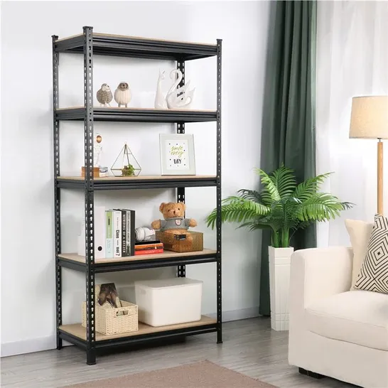 BOXED ABAHY 90CM W STEEL HEIGHT ADJUSTABLE STORAGE RACK BLACK (1 BOX)