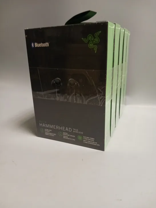 LOT OF 5 SEALED BOXED RAZER HAMMERHEAD HEADPHONES IN BLACK AND GREEN