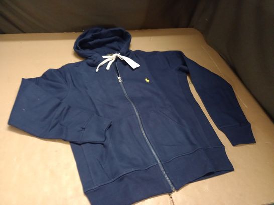 POLO RALPH LAUREN ZIP THROUGH NAVY HOODIE - S