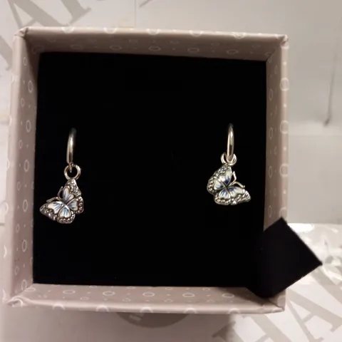 PANDORA SILVER BUTTERFLY HOOP EARRINGS