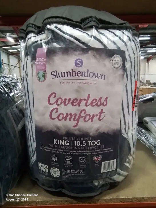 BAGGED SLUMBERDOWN COVERLESS COMFORT DUVET AND MATCHING PILLOW CASES 10.5 TOG