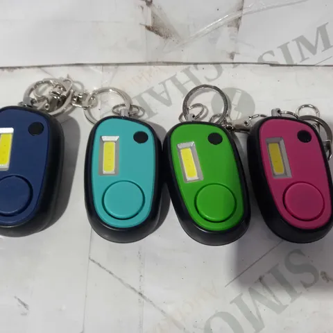 FLIPO PACK OF 4 KEYCHAIN ALARM SAFETY LIGHTS - GREEN, PINK, BLUE & TEAL