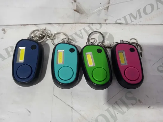 FLIPO PACK OF 4 KEYCHAIN ALARM SAFETY LIGHTS - GREEN, PINK, BLUE & TEAL