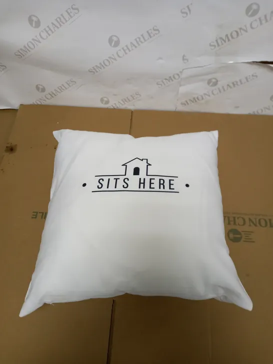 PERSONILISED 'SITS HERE' CUSHION RRP £19.99