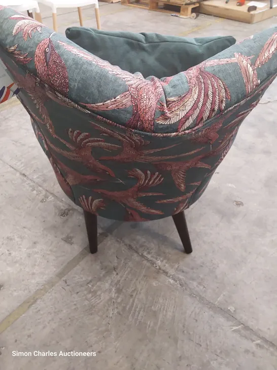 QUALITY BRITISH DESIGNER LOUNGE Co. OCCASIONAL CHAIR BIRD OF PARADISE FABRIC