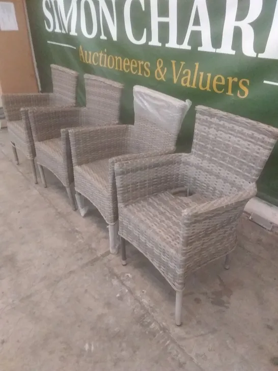 X4 RATTAN EFFECT GARDEN CHAIRS GREY