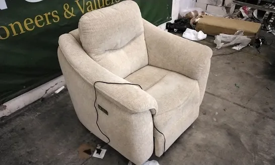 QUALITY BRITISH DESIGNED & MANUFACTURED G PLAN BEIGE FABRIC ELECTRIC RECLINING ARMCHAIR 