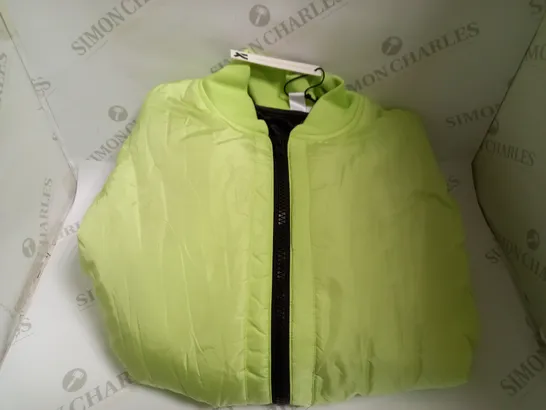 KOI VEGAN LIME GREEN MESSAGES BOMBER JACKET - SIZE L 