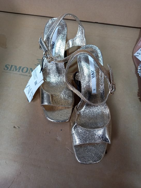 BOX OF VARIOUS WOMENS DRESS HEELS, MOSTLY ZARA, EU SIZES 38 + 39