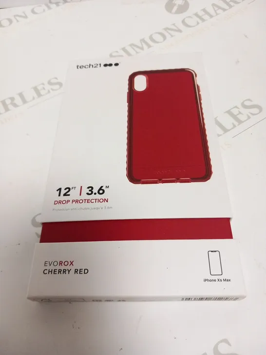 APPROXIMATELY 10 BRAND NEW BOXED TECH 21 EVO ROX CHERRY RED 12FT DROP PROTECTION PHONE CASES FOR IPHONE XS MAX