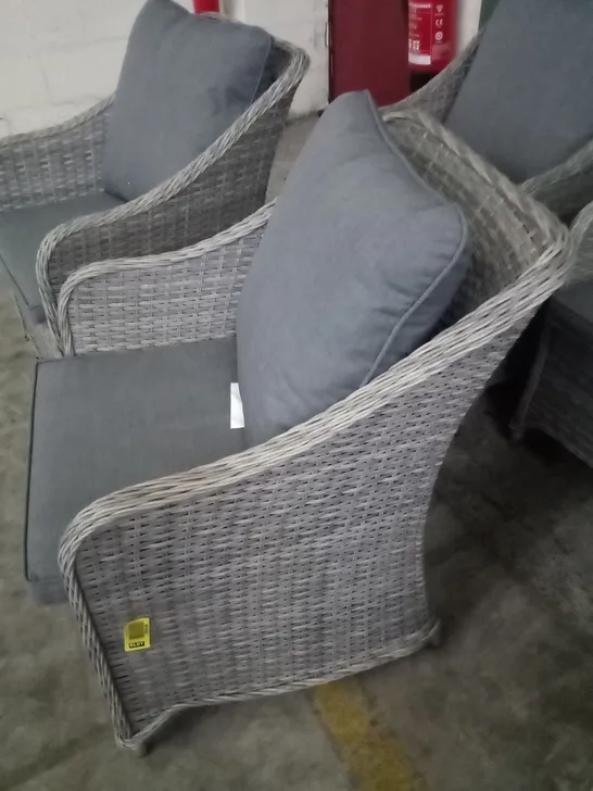 5X RATTAN GARDEN CHAIRS GREY WITH CUSHIONS 