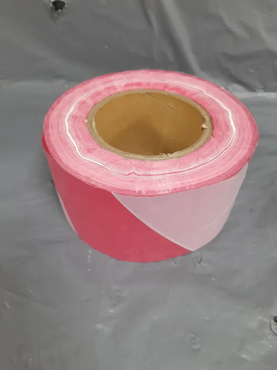 PALLET OF APPROXIMATELY 390 X ROLLS OF RED/WHITE BARRIER TAPE 72MM X 500M