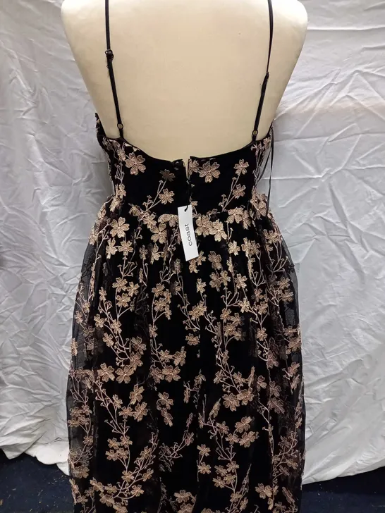 COAST PETITE CAMI TOP FLORAL MESH DRESS - SIZE 12 