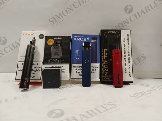 BOX OF APPROX 20 ASSORTED VAPES TO INCLUDE - VOOPOO DRAG NANO 2 - VAPORESSO XROS 2 - UWELL CALIBURN G2 POD VAPE SYSTEM ETC