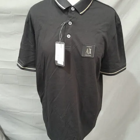 ARMANI EXCHANGE BLACK POLO SHIRT - MED