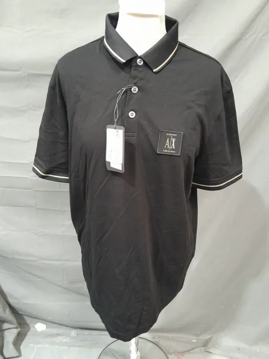 ARMANI EXCHANGE BLACK POLO SHIRT - MED