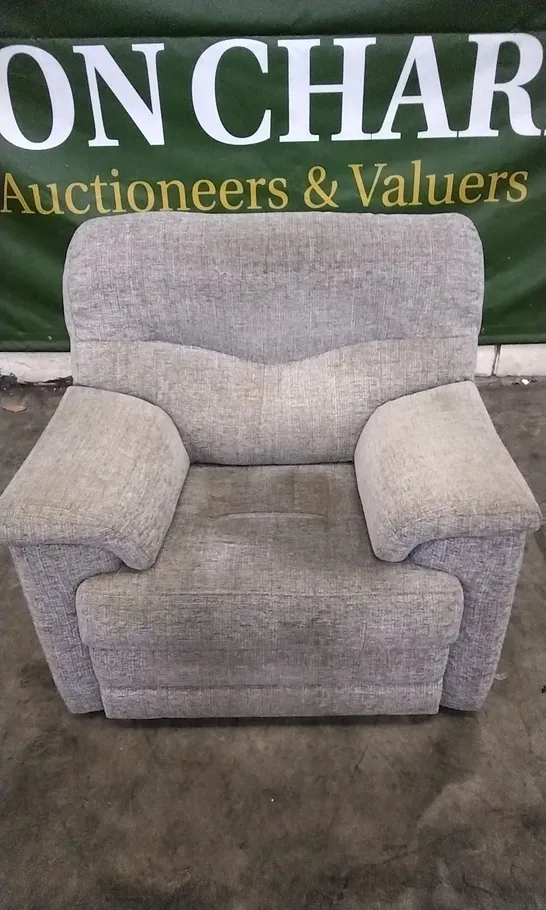 QUALITY BRITISH DESIGNED & MANUFACTURED G PLAN STRATFORD POWER RECLINER ARMCHAIR LOOM SMOKE FABRIC