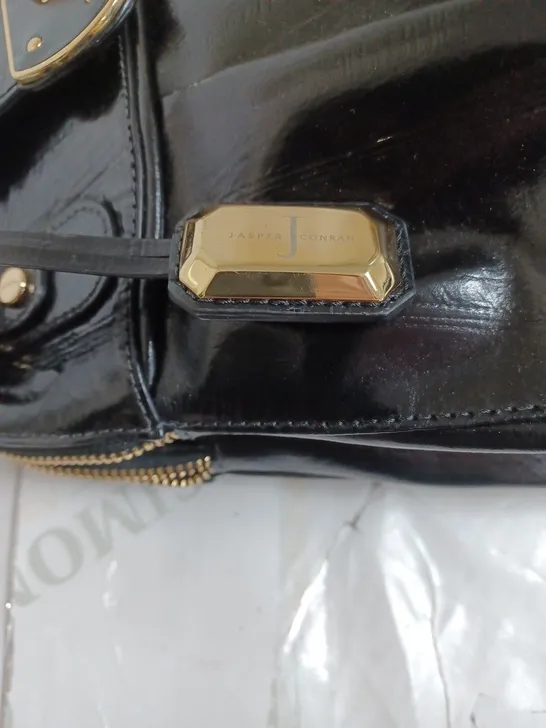 JASPER CONRAN LEATHER BAG IN BLACK/GOLD