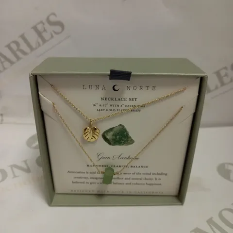 LUNA NORTE GREEN AVENTURINE GOLD PLATED NECKLACE SET 