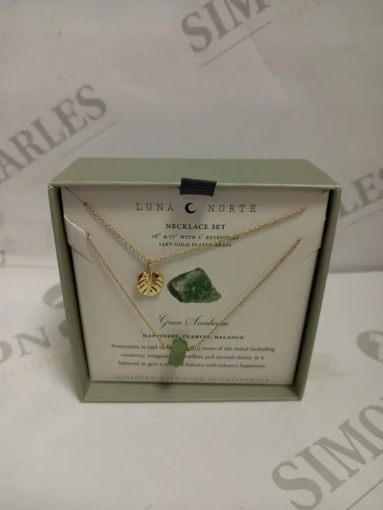 LUNA NORTE GREEN AVENTURINE GOLD PLATED NECKLACE SET 