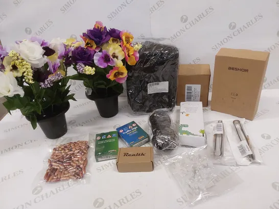 14 BRAND NEW ITEMS TO INCLUDE: 2 ARTIFICIAL PLANTS, BAKECAT CROCHET KIT, PLATE HOLDER DISPLAY STAND