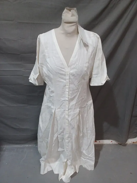 COS WHITE RECYCLED LINEN DRESS - UK 8