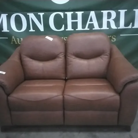 QUALITY G-PLAN BRITISH MADE HARDWOOD FRAMED JACKSON TWO SEATER DALLAS TAN LEATHER POWER RECLINING SOFA