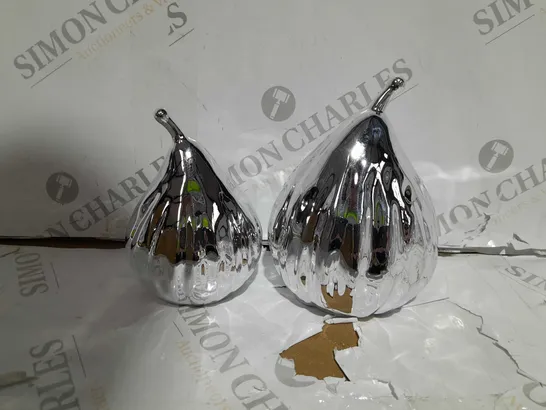 SET OF 2 SILVER PEAR ORNAMENTS