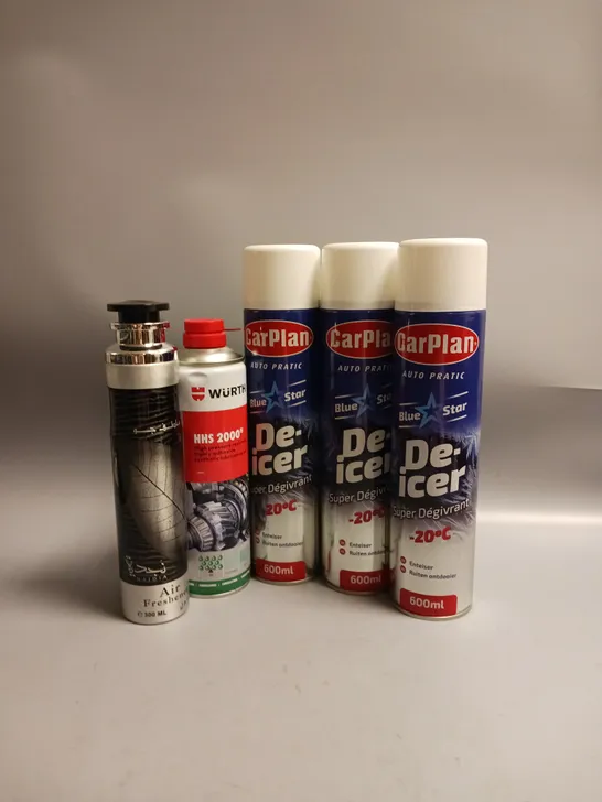 APPROXIMATELY 8 ASSORTED AEROSOLS TO INCLUDE NAJDA AIR FRESHIONER, CARPLAN DE-ICER, HS 2000 LUBRICATING OIL ETC COLLECTION ONLY