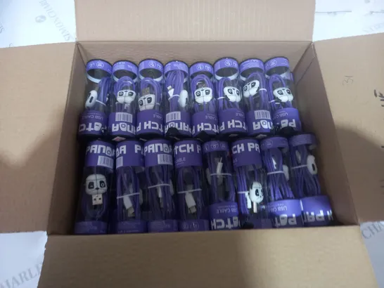 BOX OF APPROXIMATELY 90 PANDA USB (IPHONE) CABLE - PURPLE