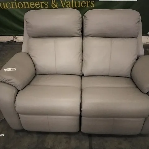 QUALITY BRITISH DESIGNER G PLAN KINGSBURY 2 SEATER ELECTRIC RECLINER CAPRI MIST LEATHER 