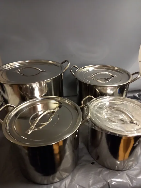 BOXED 4PC STAINLESS STEEL STOCK POT SET