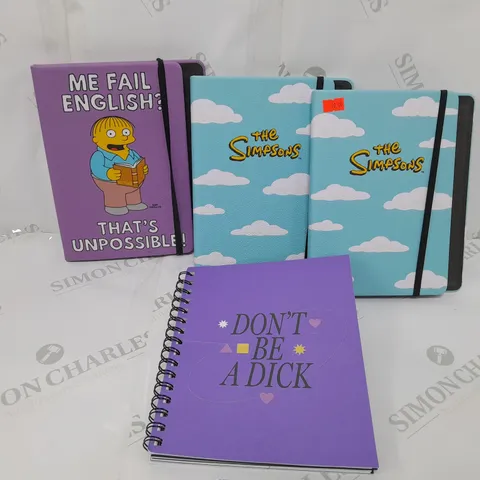 APPROXIMATELY 20 ASSORTED NOTEBOOKS, DIARIES, JOURNALS, PLANNERS TO INCLUDE THE SIMPSONS A5 JOURNAL  